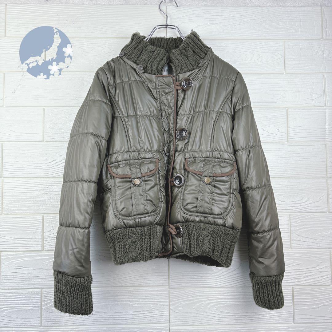 【美品】レディースダウンジャケット フード欠品 グリーン サイズM セオリア拍卖