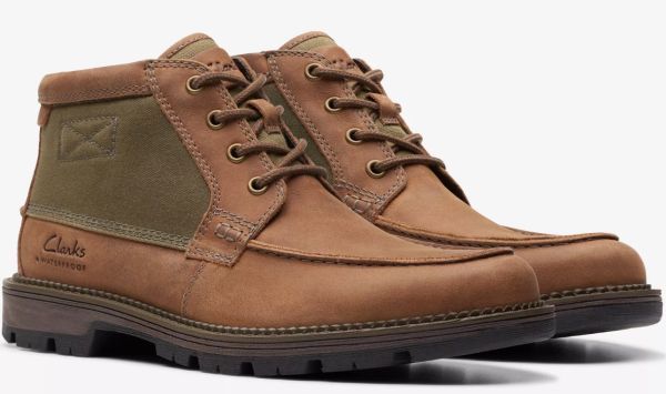 Clarks 28.5cm ウォータープルーフ チャッカ ブーツ 防水 ブラウン サイド ゴア ビジネス スニーカー レザー スーツ JJJ231拍卖