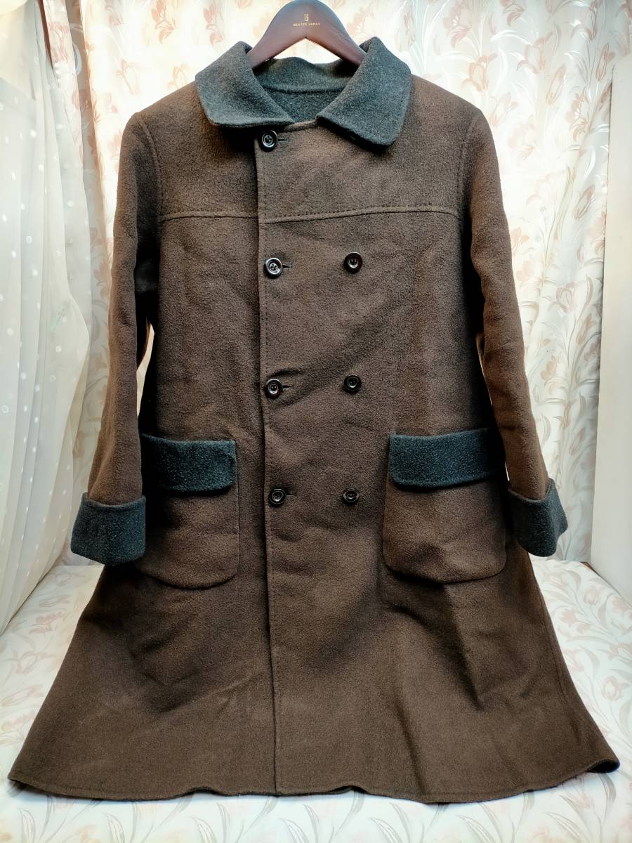 DEFACHE デフェッチェ リバーシブル コート ブラウン×グレイ レディース 毛80% 9号(身幅:約58㎝ 平置き採寸)・拍卖