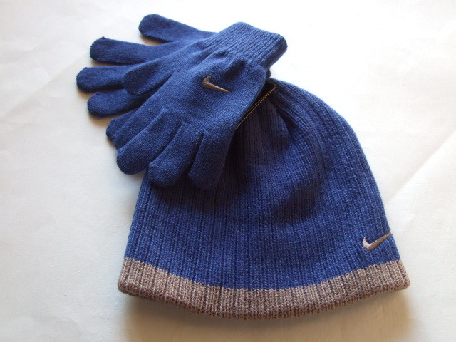ナイキ ニット帽子&手袋 NIKE キッズ ブルー 子供 ジュニア拍卖