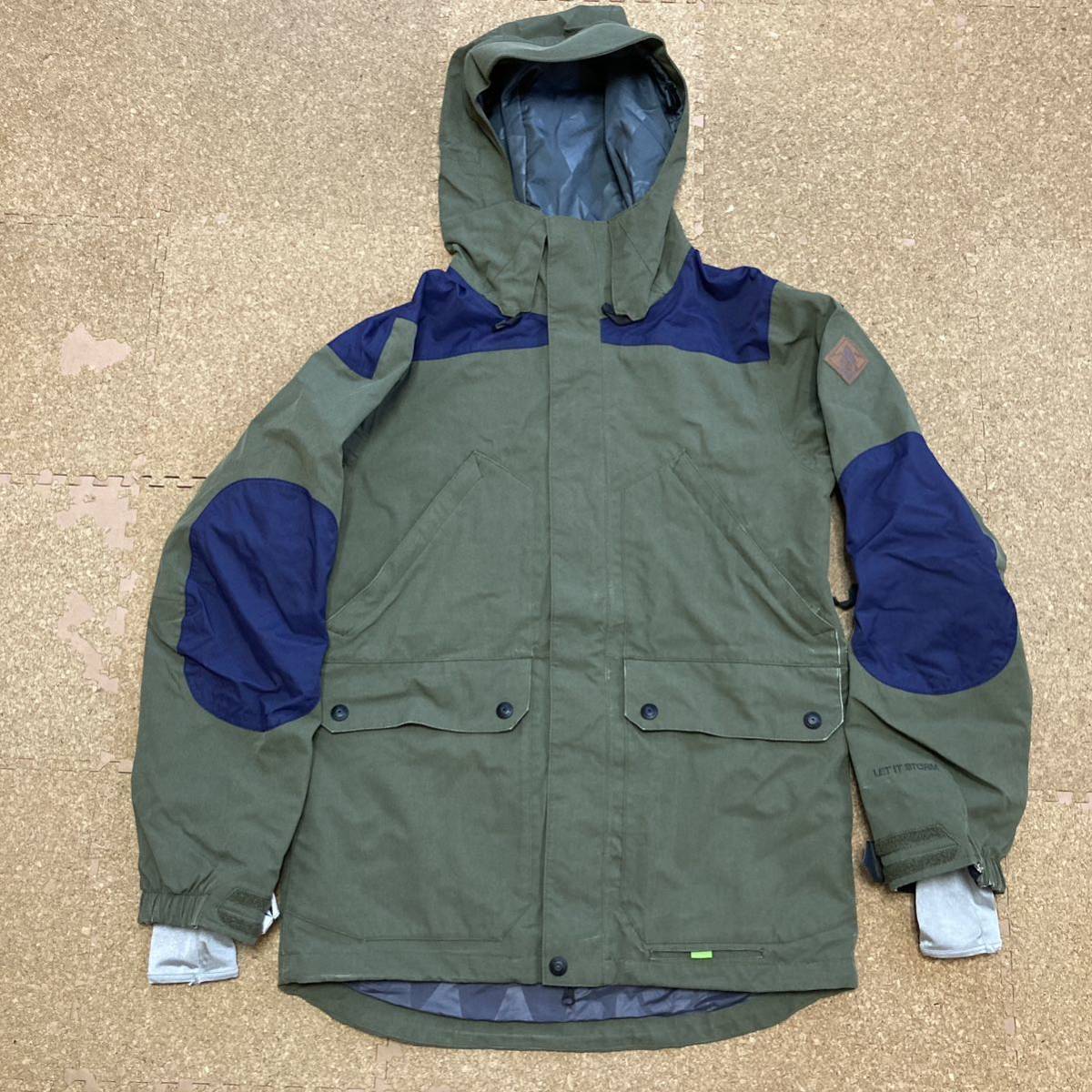 【美品】ボルコム volcom スキーウェア スキー スノボジャケット スノボ スノーボード Sサイズ メンズ カーキ紺 拍卖