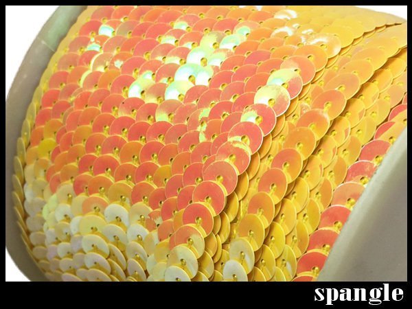 スパンコールリボン (23) オレンジ・イエロー 1巻 6mm×80m スパンコールテープ/8拍卖