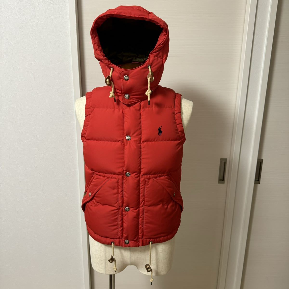 【大幅値下げ】【新品同様】【レディース】定価60,500円 サイズS ポロ ラルフローレン POLO RALPH LAUREN ダウンベスト レッド ポニー拍卖