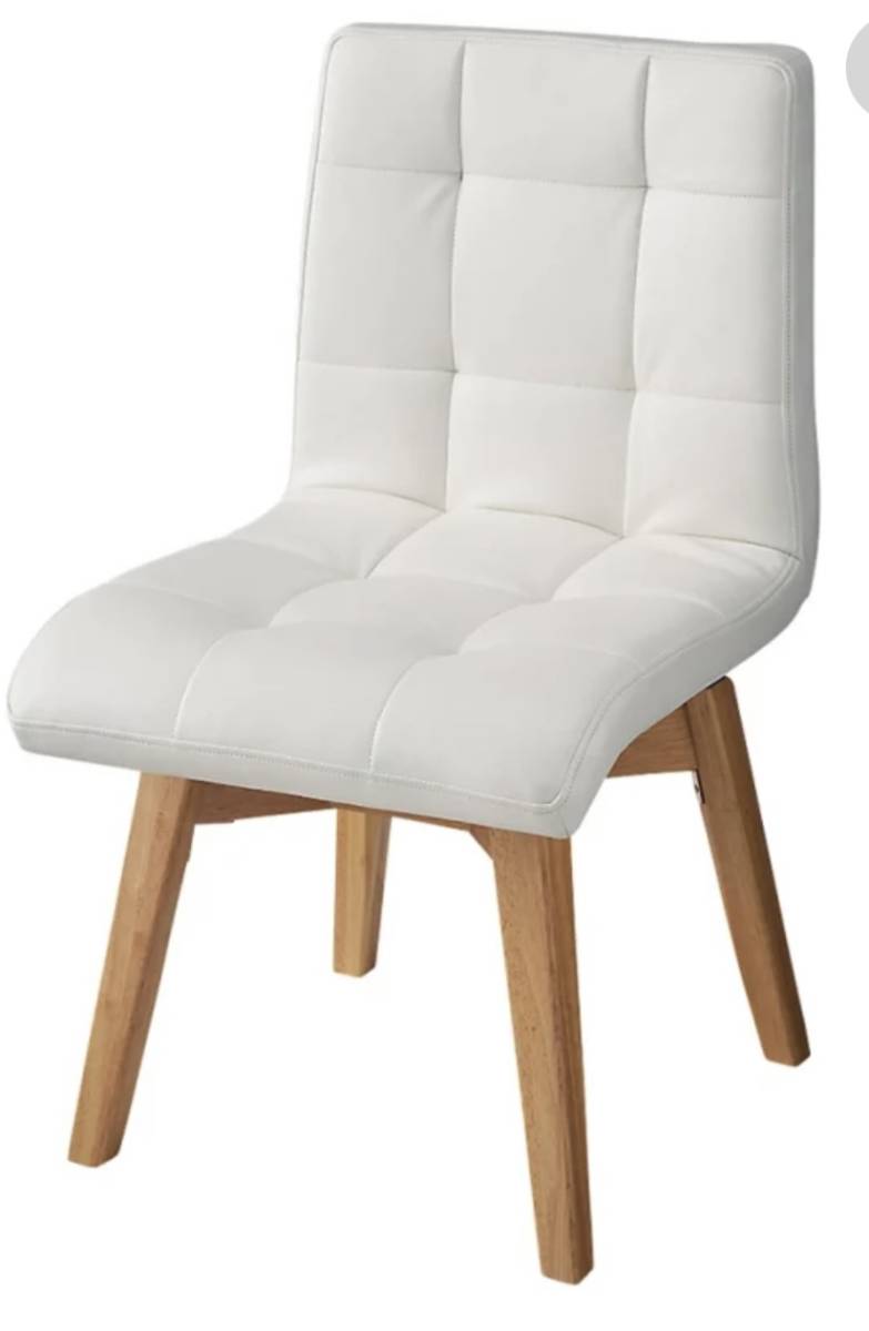 ①天然木 座面回転チェア 2脚 ホワイト拍卖