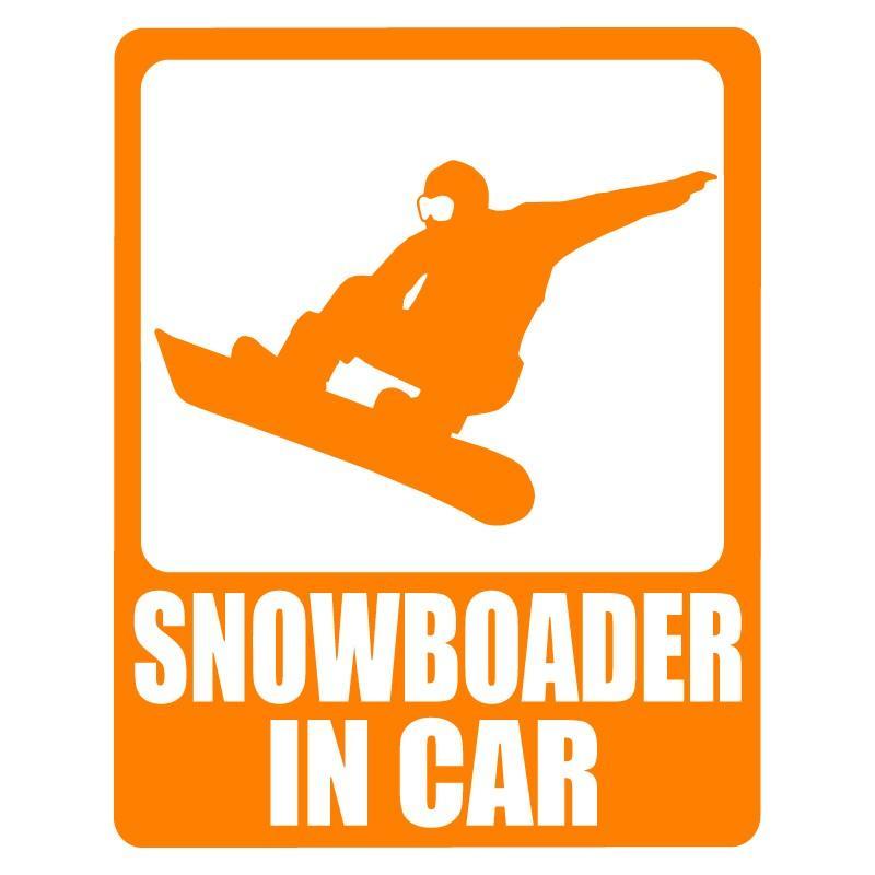 ステッカー SNOWBOADER in CAR【オレンジ】 【15x11.5cm】 スノーボーダー イン カー カッティングステッカー アウトドア拍卖