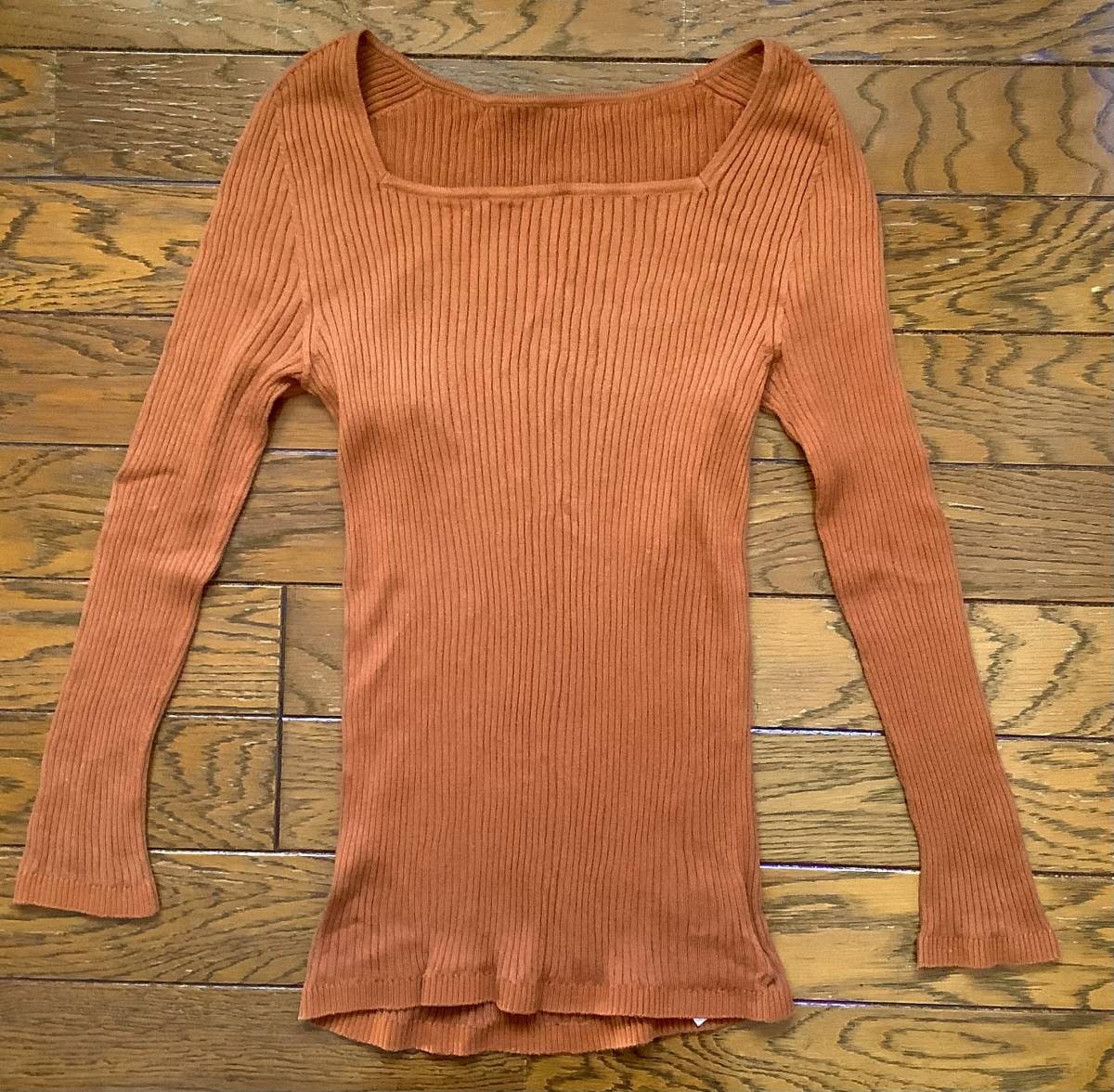 【美品!】GALLARDAGALANTE ガリャルダガランテ レディース Fサイズ 茶 ブラウン オレンジ リブニット セーター フリーサイズ 軽量 薄い 拍卖