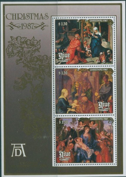 ニウエ切手『クリスマス1987』3枚シート拍卖