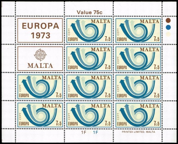 マルタ『ヨーロッパ』12枚シート 1973 B 小難拍卖