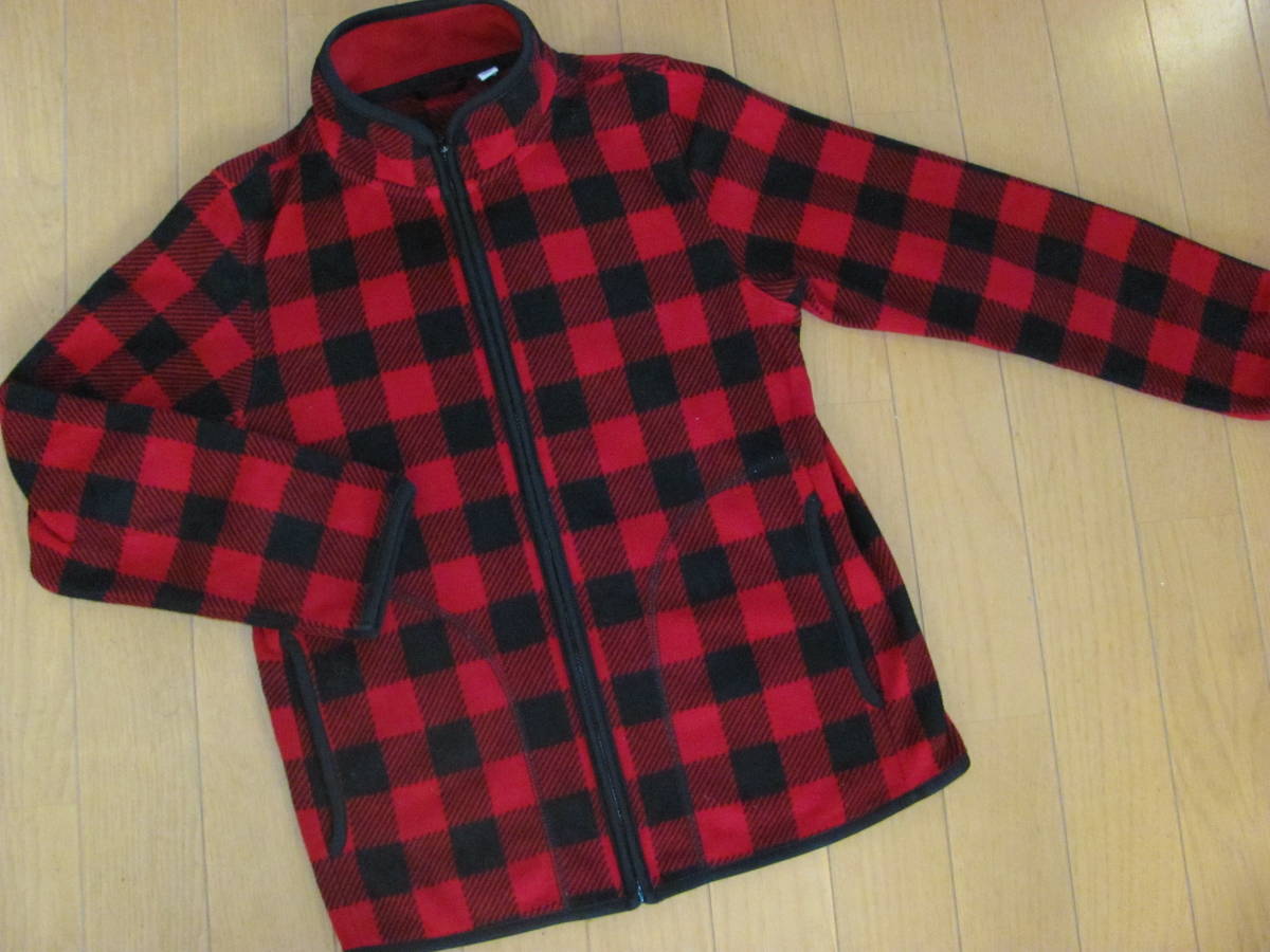 美品★ユニクロ UNIQLO KIDS キッズ フリース ジップジャケット 秋冬アウター★サイズ140 チェック柄 男女兼用 ポケット2個付★送料230円拍卖