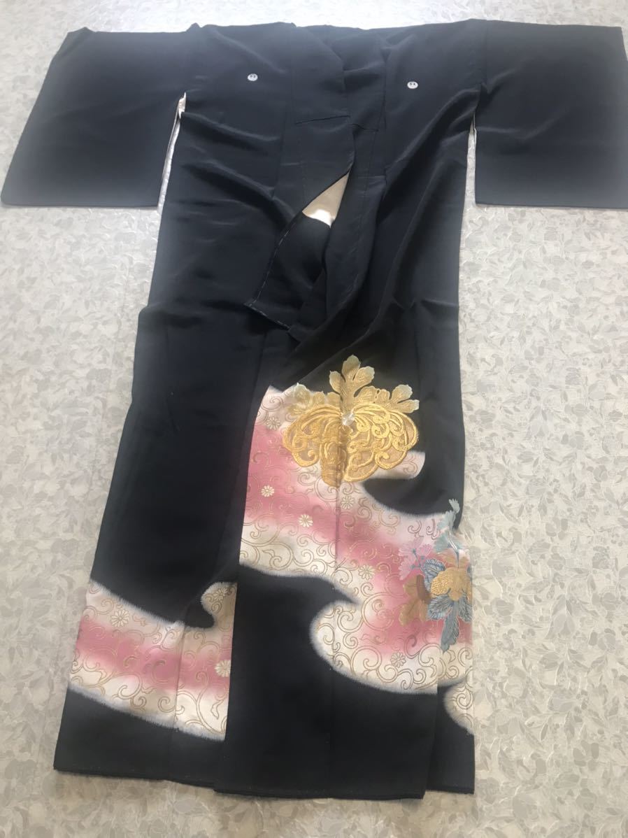 絹 留袖 金刺繍菊 リメイクにも拍卖