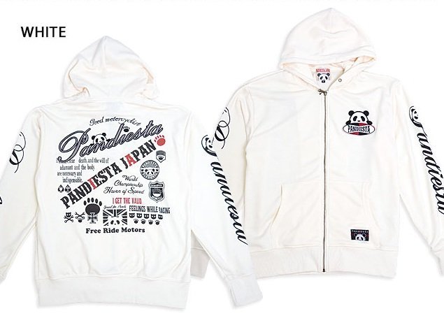 PDJ-RACING CLUBフルジップパーカー◆PANDIESTA JAPAN ホワイトXXLサイズ 544204 パンディエスタジャパン パンダ 刺繍拍卖
