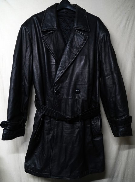 ◆TETSU COMME CA DU MODE コムサデモード◆ラムレザートレンチコート 黒◆拍卖