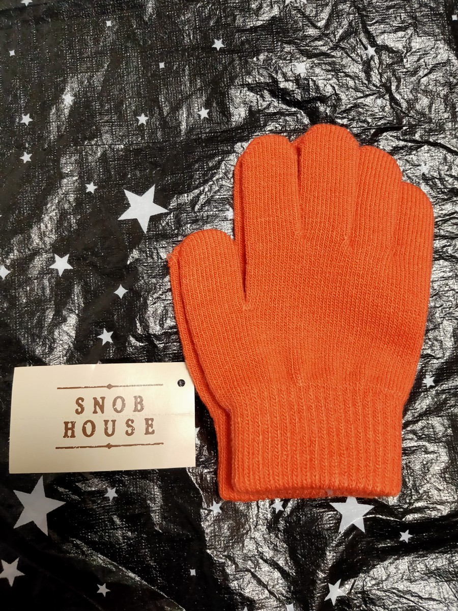 SNOBHOUSE 手袋 約14センチ オレンジ系 未使用拍卖