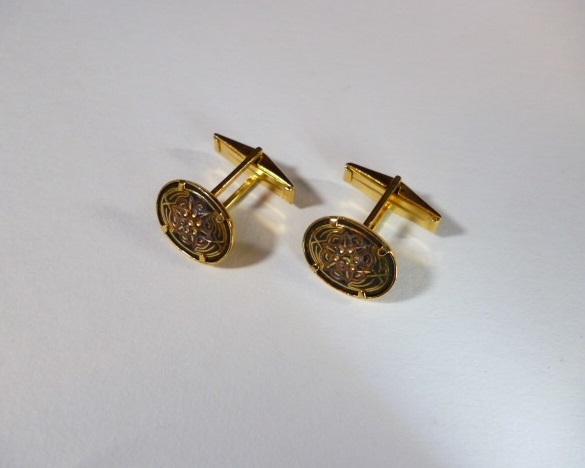 δ 純金象嵌 スペイントレド Damasquinad カフス δ 象嵌 ダマスキナード SPAIN スペイン トレド拍卖