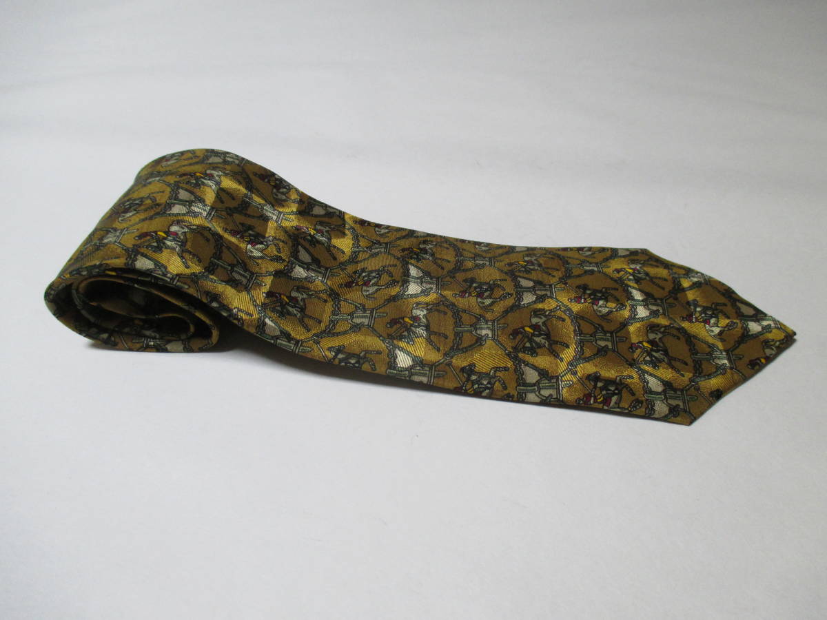 ◆ジョルジオ ダニエル GIORGIO DANIELI◇下げタグは有りませんが未使用です◆ネクタイ◇ポロ競技柄・茶色系☆第30弾☆ブランド☆30-272☆拍卖