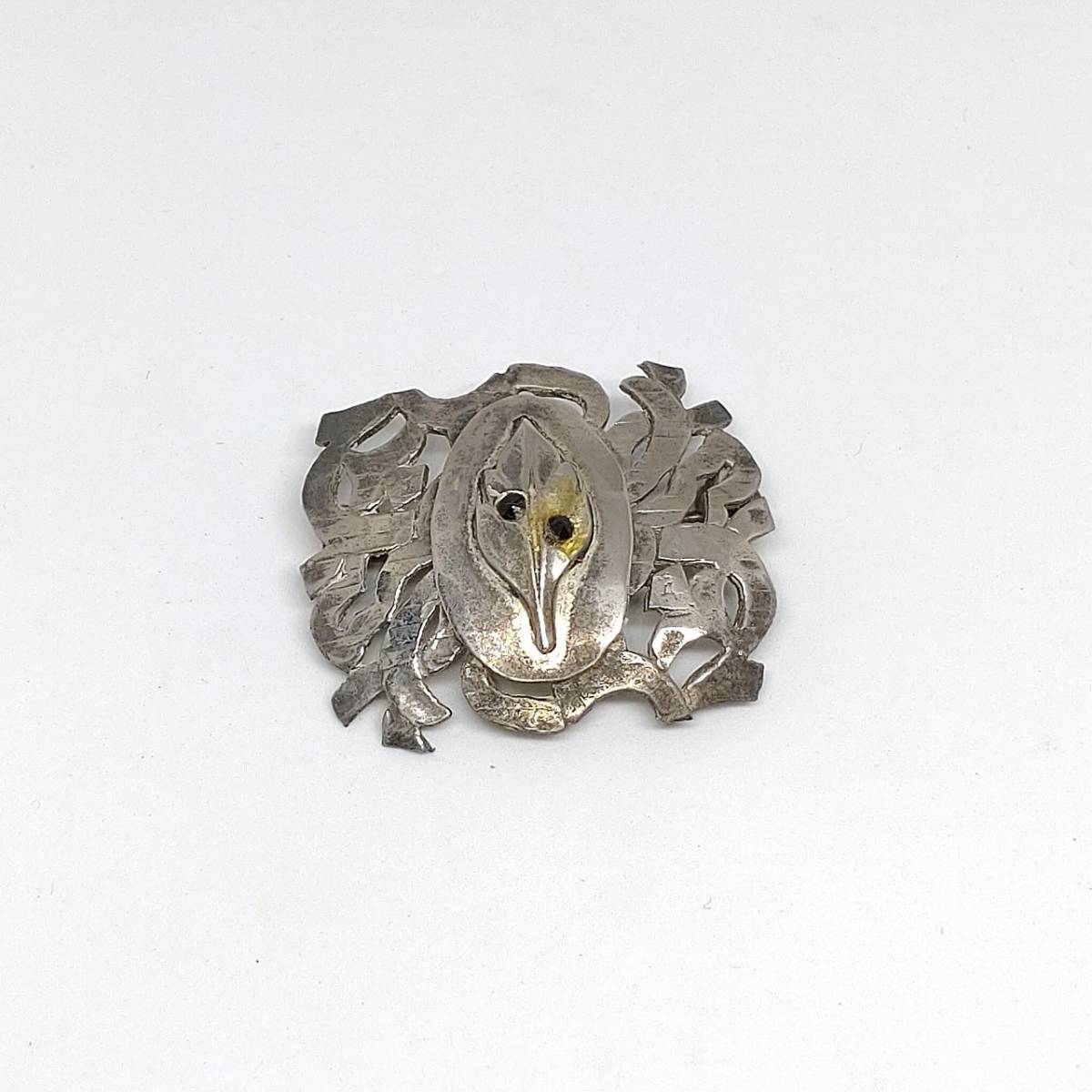 ブローチ バッジ 金属製 シルバーカラー 木の葉 幅約3.2cm 女性用 レディースアクセサリー 【4083】【o】拍卖