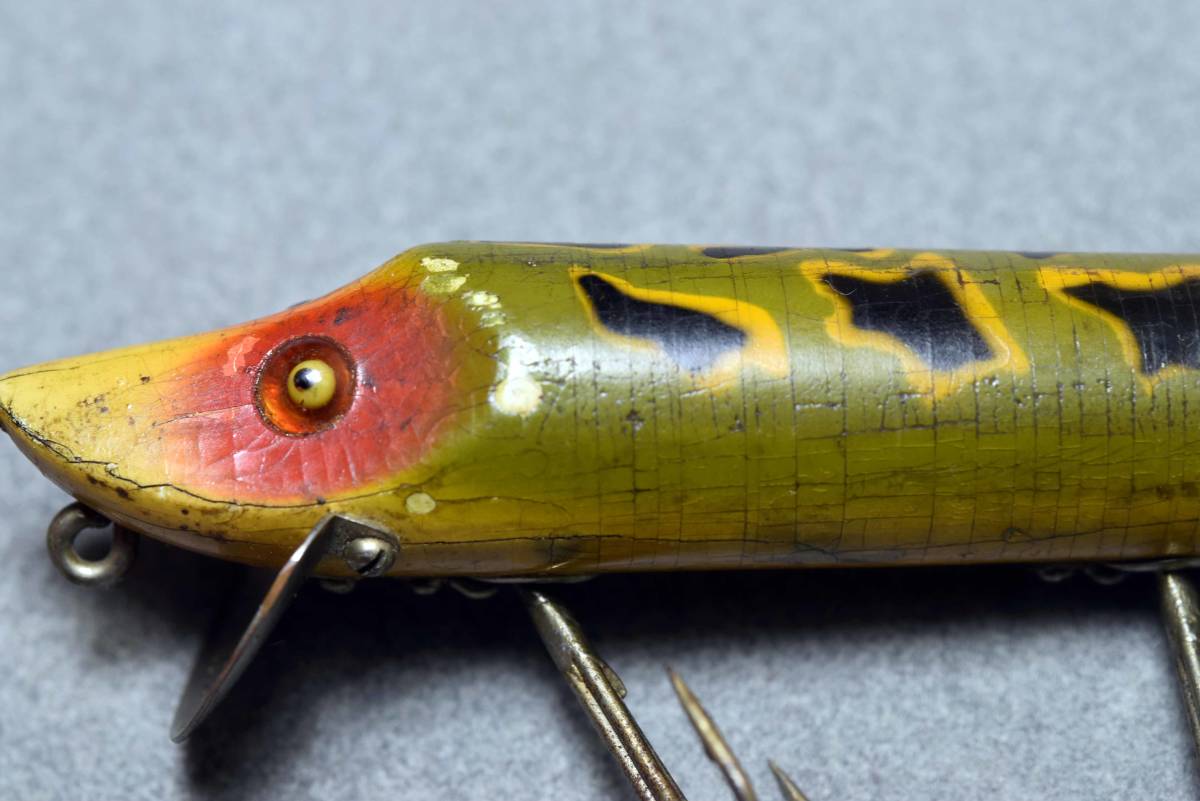 VINTAGE WOODEN LURE HEDDON VAMP #7500 C1921^ (ZA42-7A)USA MADE #OLDLURE #ARTLURE_VINTAGE #ヴィンテージルアー frog collection拍卖