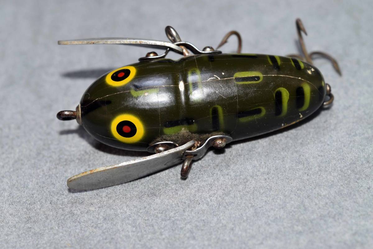 VINTAGE WOODEN LURE HEDDON craziy crawler (7523-7A )USA MADE #OLDLURE #ARTLURE_VINTAGE #ヴィンテージルアー frog collection拍卖