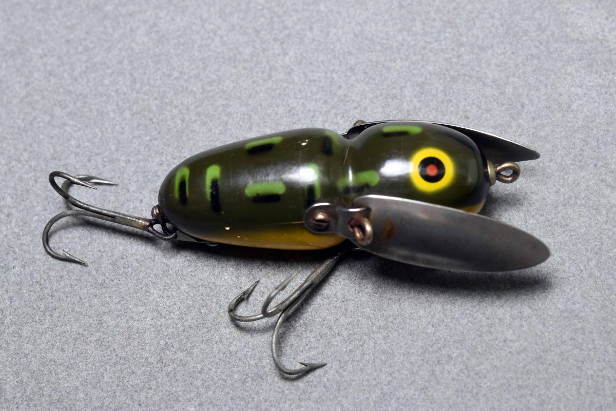VINTAGE WOODEN LURE HEDDON CRAZY CRAWLER (ZA41-7A )USA MADE #OLDLURE #ARTLURE_VINTAGE #ヴィンテージルアー frog collection拍卖