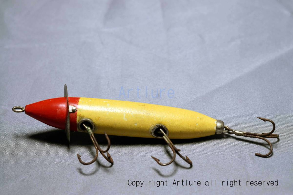 VINTAGE wooden LURE HEDDON dawagiac surface lure #200 3pin c1914 (y629-35)USA MADE #OLDLURE #ARTLURE_VINTAGE 拍卖