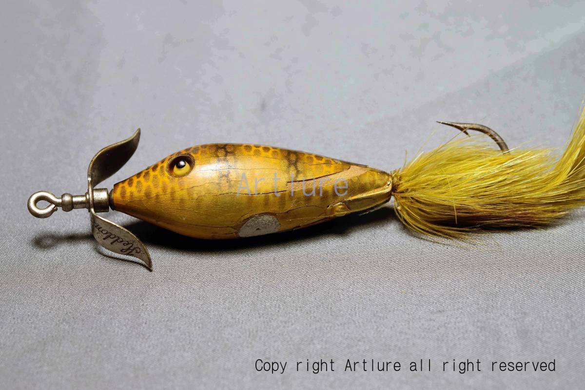 VINTAGE wooden glass eyes LURE HEDDON ARTISTIC MINNOW #50 C1910 DAWAGIAC (8739-35)USA MADE #OLDLURE #ARTLURE_VINTAGE  拍卖