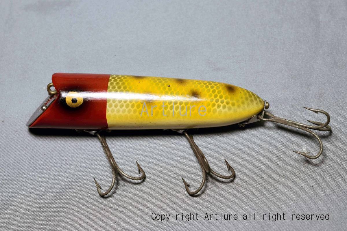VINTAGE wooden PAINT eyes LURE HEDDON HEAD ON BASSAR C1949 (8137-33)USA MADE #OLDLURE #ARTLURE_VINTAGE #ヴィンテージルアー 拍卖