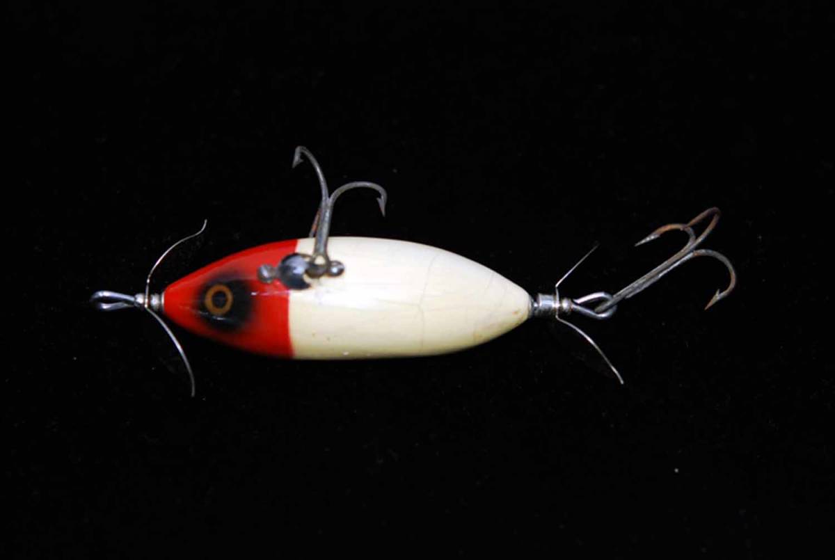 VINTAGE wooden PAINT eyes LURE HEDDON THE WOUNDED MINNOW #140 3" 1/2OZ C1949 (B0366-37)USA MADE #OLDLURE #ARTLURE_VINTAGE 拍卖