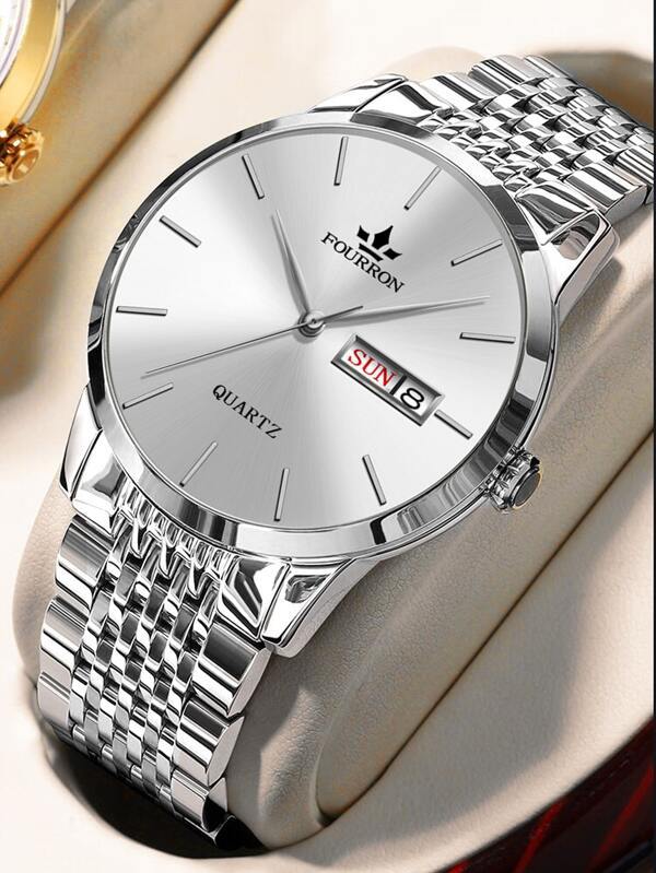 腕時計 メンズ クォーツ ミニマリストメンズクォーツ時計、スチールバンド腕時計 1 個、ファッショナブル拍卖