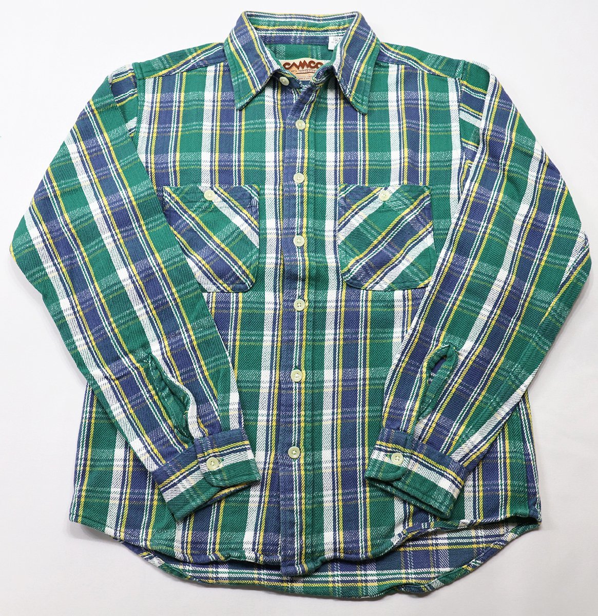 CAMCO (カムコ) HEAVY NEL WORK SHIRT / ヘビーネル ワークシャツ 美品 グリーン × ブルー size S拍卖