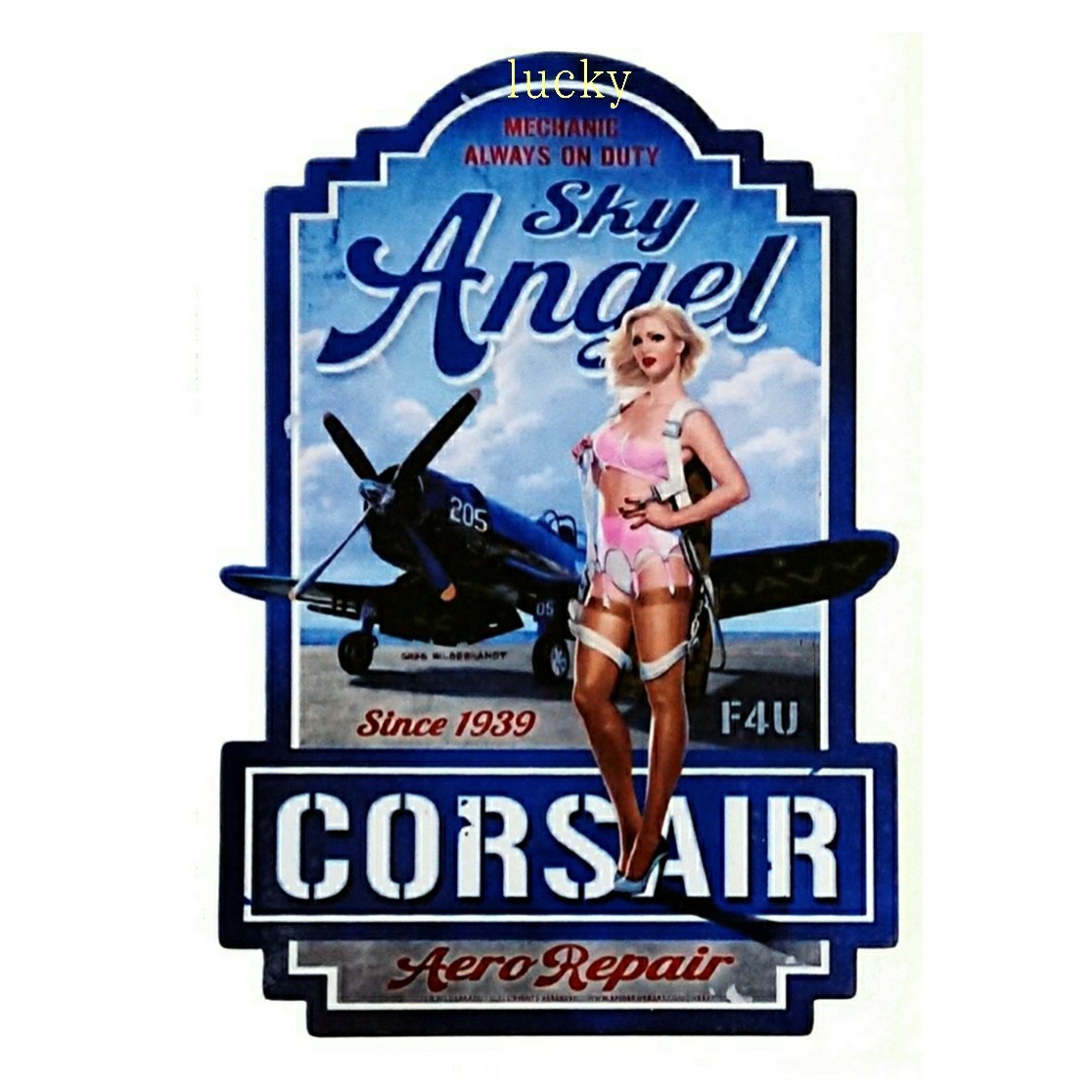 ヴィンテージ レトロ 転写 ステッカー 車 カッティングステッカー シール シート デカール ミリタリー CORSAIR ピンナップ ガール luk310拍卖