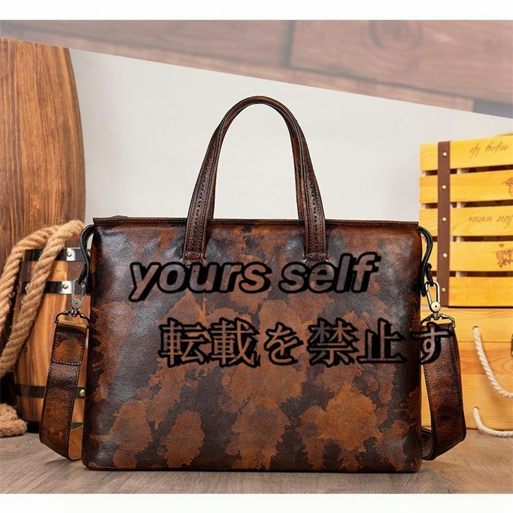 人気美品★ ビジネスバッグ 薄型 ブリーフケース スリム 軽量 イタリアンレザー 薄い かばん メンズ 本革 牛革 L字ファスナー PCケース拍卖