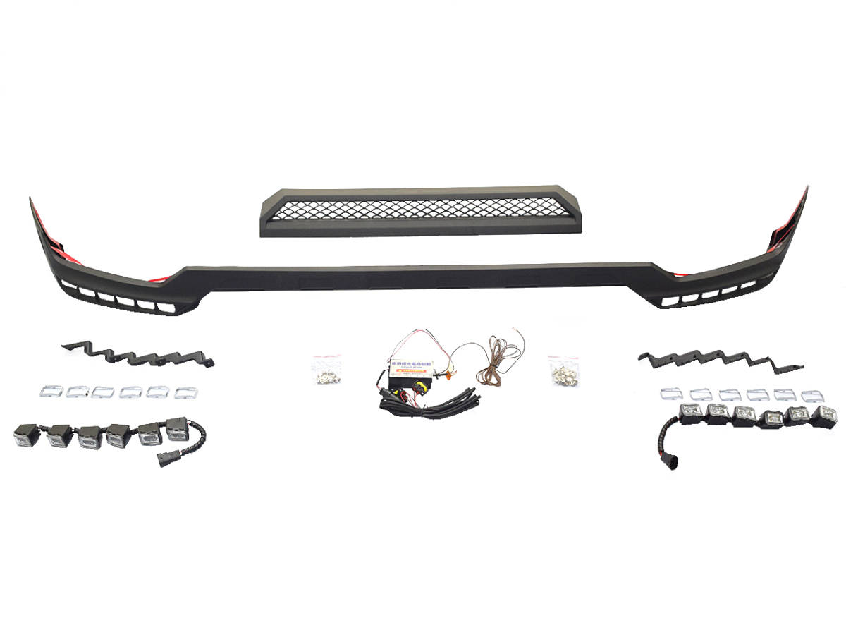 明日着 W463 フロント リップスポイラー LED アッパーモール G63/G65バンパー対応 ベンツ Gクラス ゲレンデ 即納 カスタム エアロ パーツ拍卖