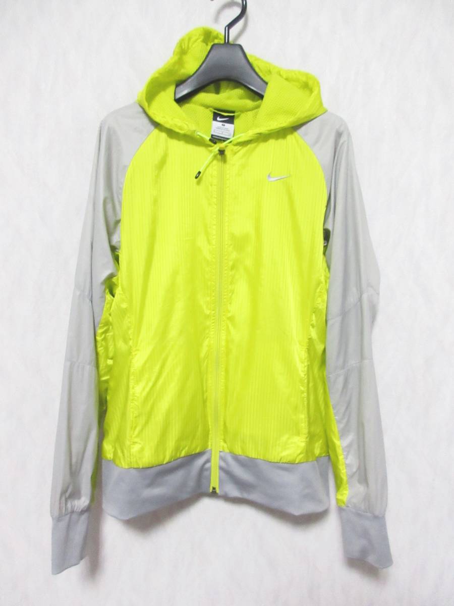 NIKE ナイキ ナイロンジャケット パーカー 蛍光色 レディース S 黄系 グレー irmri yg5126拍卖