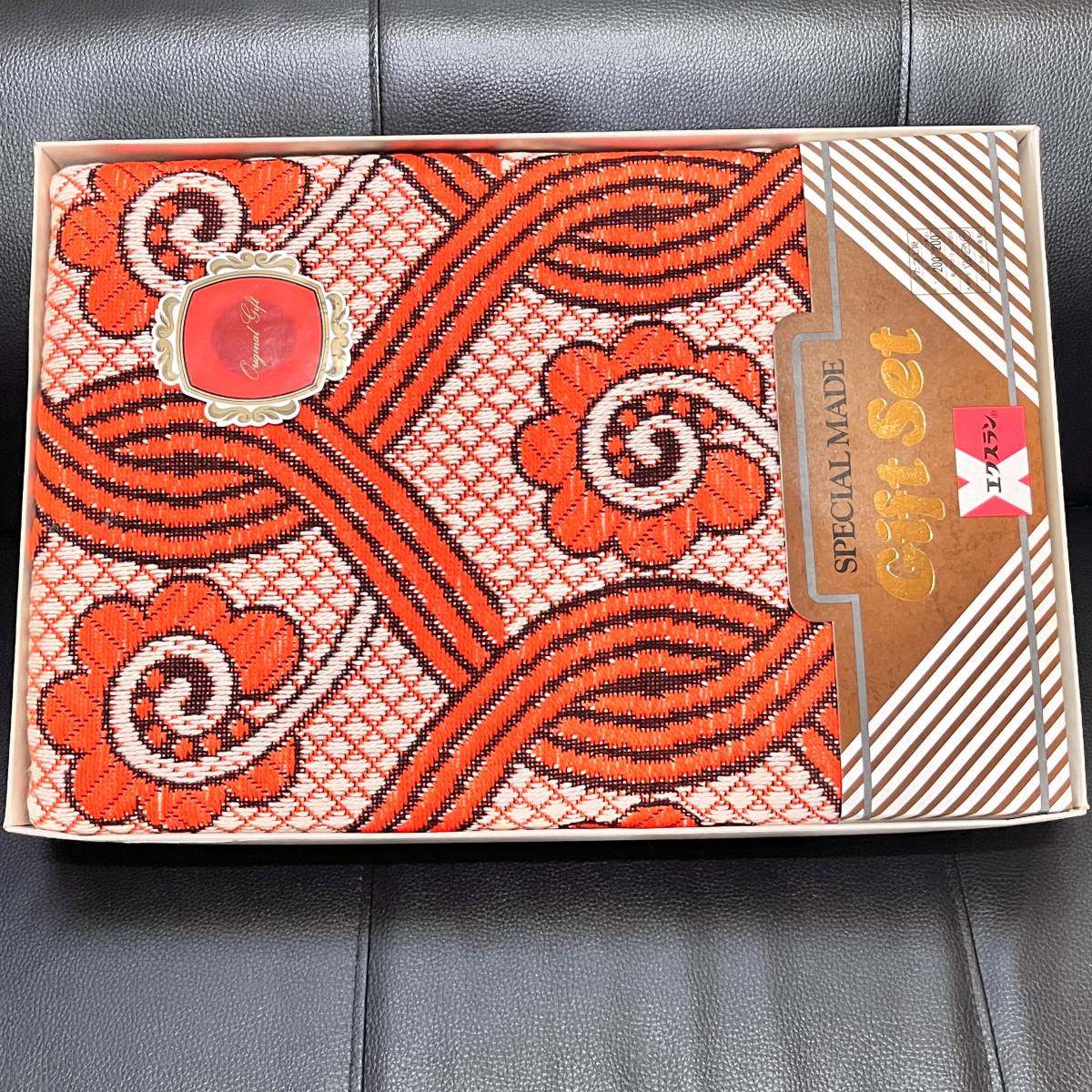 送料込み★昭和レトロ★花柄 こたつ掛カバー こたつ布団カバー こたつ上掛け ★アクリル 毛糸200×200cm★オレンジ色 コタツカバー★未使用拍卖