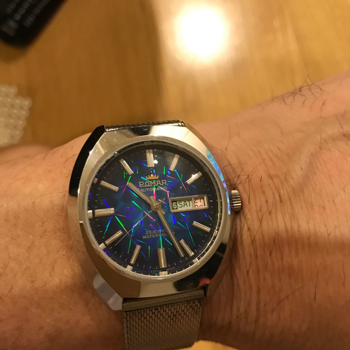 変わり文字盤ビンテージ腕時計 POMARメンズ腕時計 レインボー文字盤自動巻き レア品拍卖