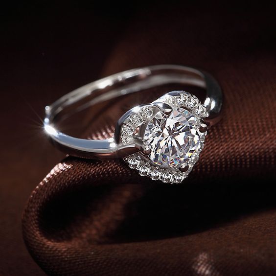 オープンリング キュービックジルコニア ハート 婚約 シルバー925 18KWGF 指輪リング 11-16号拍卖