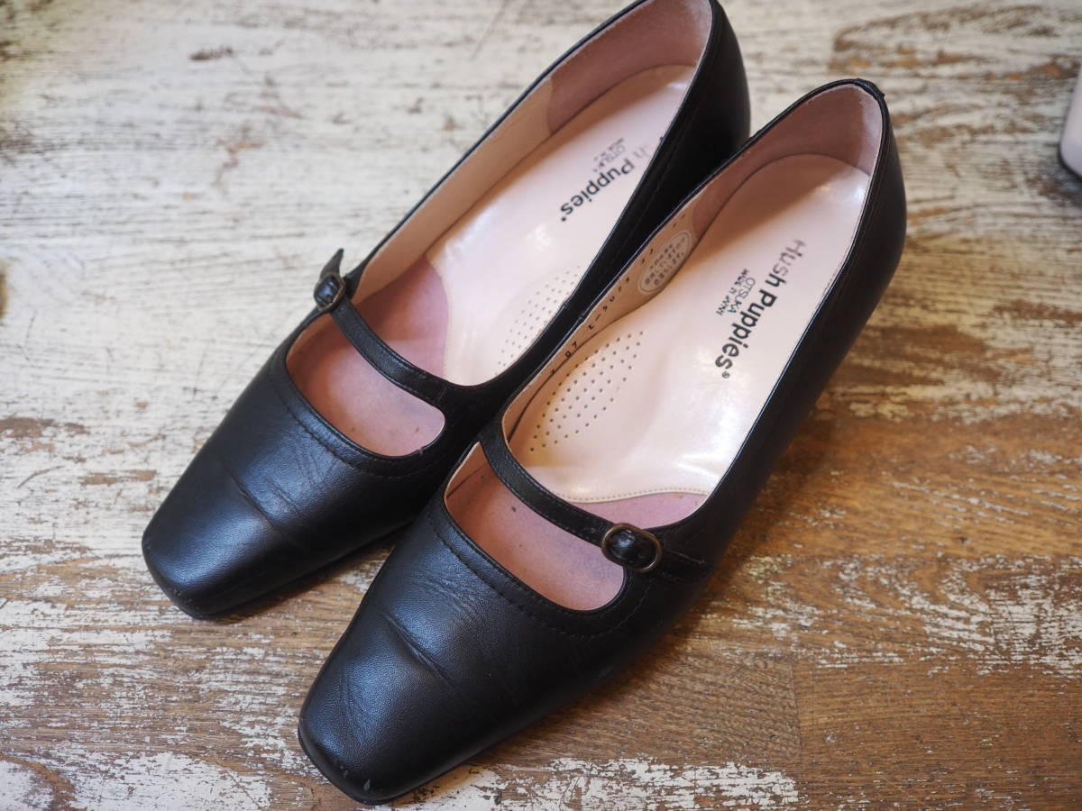 ◆Hush Puppies ハッシュパピー OTSUKA レザー パンプス 22EEE ブラック オフィス リクルート フォーマル◆拍卖