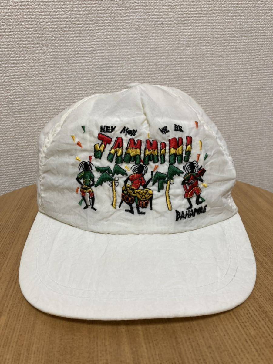 80's 90's USAヴィンテージ We be jammin Bahamas キャップ 帽子 CAP 白系 刺繍拍卖