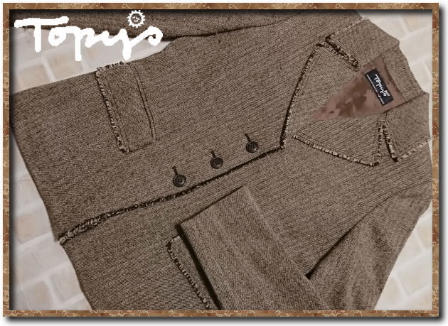 ☆Topys トピィーズ ヘリンボーンウールジャケット 茶☆拍卖