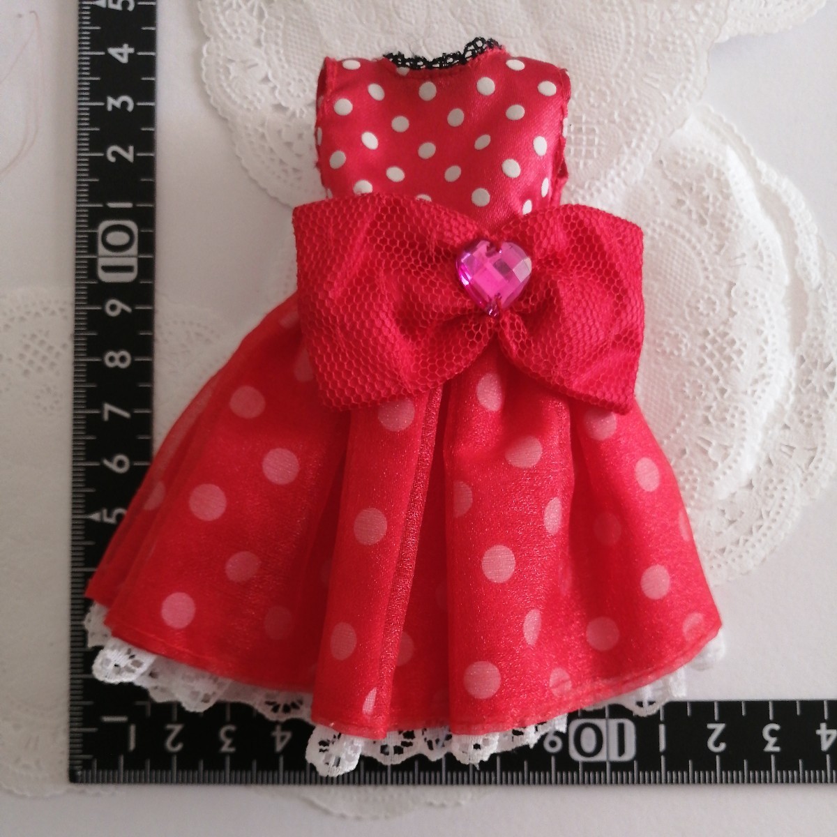3r1229ドール用 ワンピース ディズニー 赤 水玉ワンピース ドレス ピュアニーモ リカちゃん ブライス 22cmドール 1/6ドール拍卖