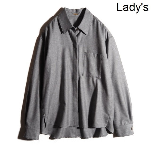 M4881P ▼MUSE Deuxieme Classe ドゥーズィエムクラス▼ 23AW WOOL SERGE JACK シャツ グレー / ウールシャツ 秋~春 rb mks拍卖