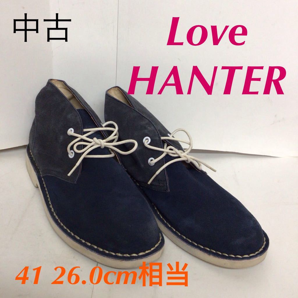 【売り切り!送料無料!】A-335 LOVE HANTER!シューズ!スエード!26.0cm位!41!ネイビー!紺色!ブルー!青!おしゃれ!おでかけ!中古拍卖