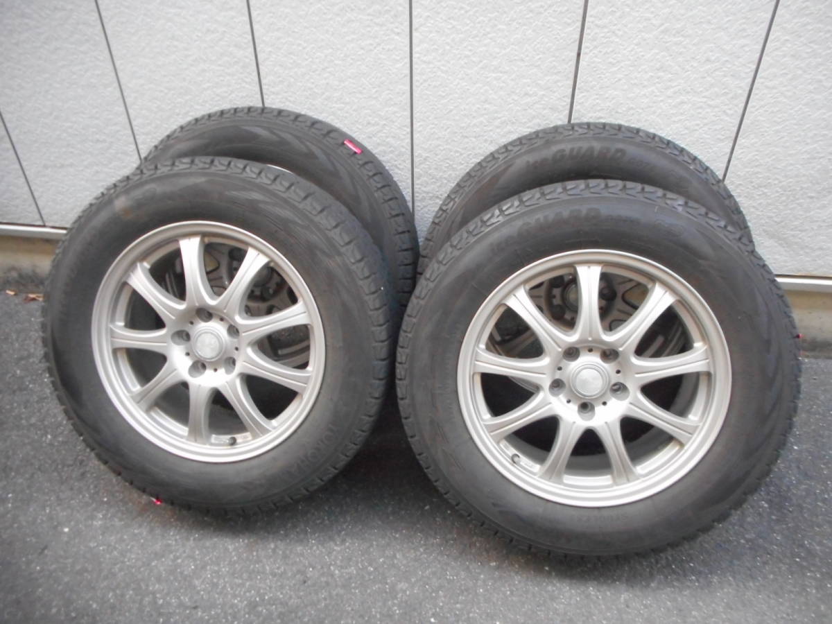 LAYCEA アルミホイール 7J 17インチ +48 PCD114.3-5穴 良品 225/65R17 ヨコハマ アイスガード G075 18年製 6~8分山 スタッドレスタイヤ付拍卖