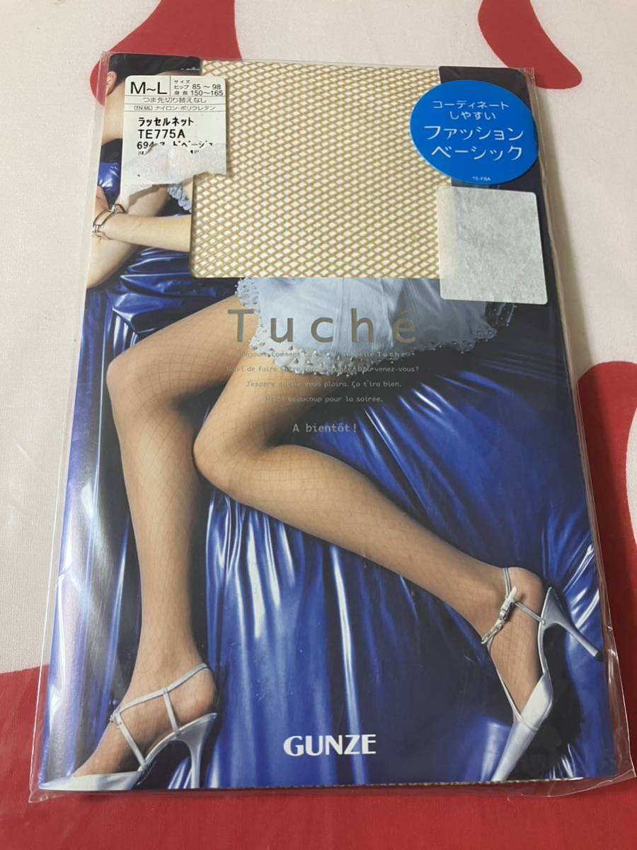 グンゼ Tuche メッシュ panty stocking パンティストッキング パンスト ラッセルネット ヌードベージュ 編み 網 gunze拍卖
