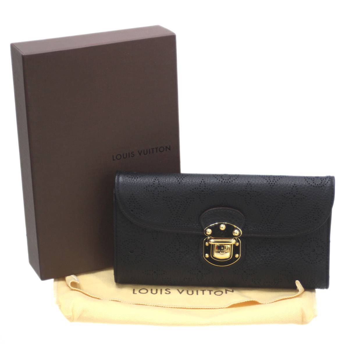 LOUIS VUITTON /ルイヴィトン ポルトフォイユ アメリア 三つ折り長財布 M95549 色なしイニシャル入り マヒナライン ノワール ES ABランク拍卖