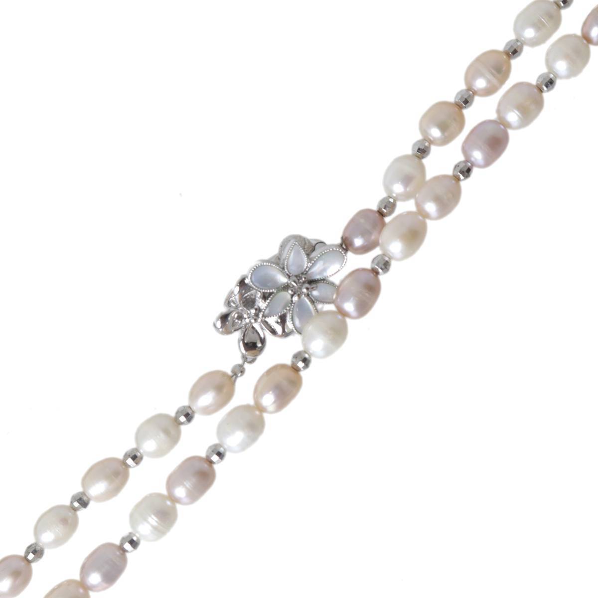 パールネックレス ステーションネックレス 真珠×金具Sv925 マルチカラー 約53cm パール約6.0mm珠 約31.1g NT Bランク拍卖