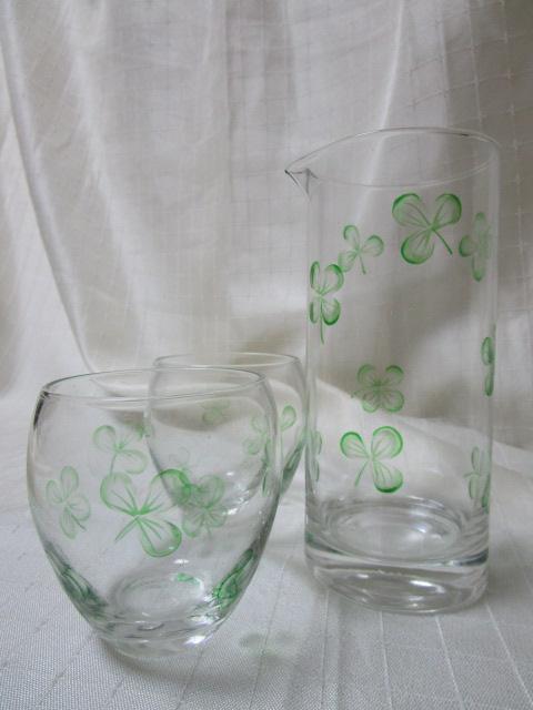 C&P クローバーグラス&カラフェ ペア 手造りガラス 1304拍卖