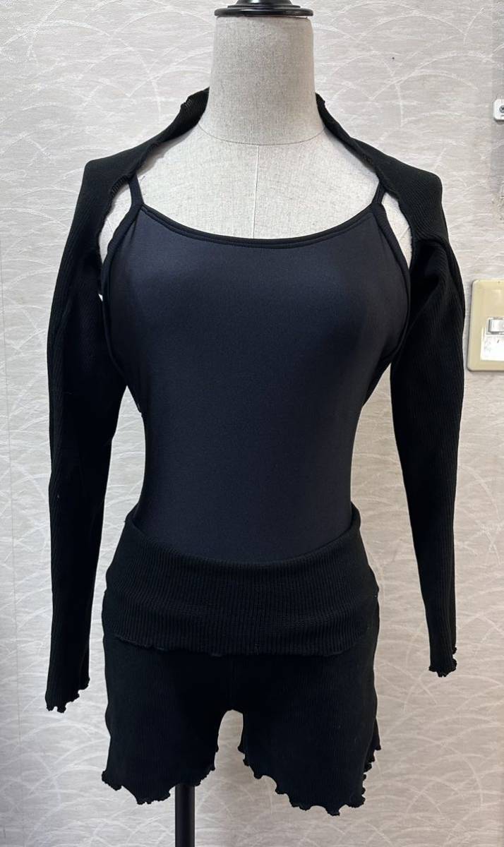 バレエ ショートパンツ/シュラグセット  黒 L リブニット拍卖