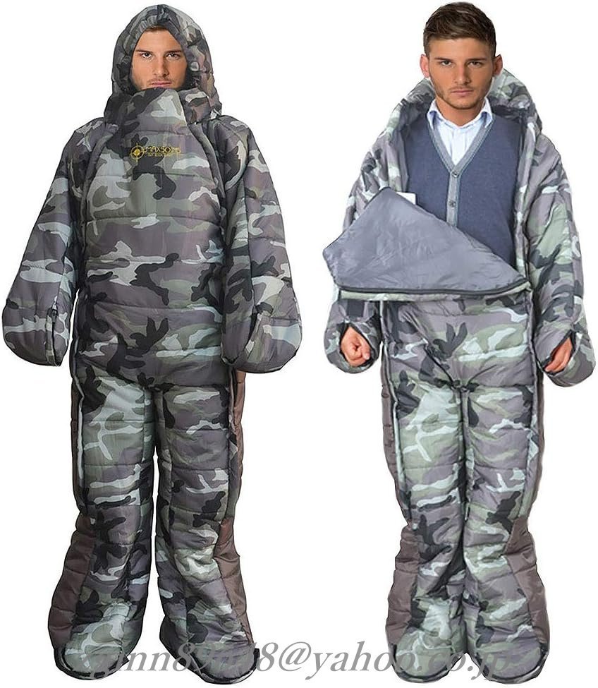 人型寝袋 手が出せる寝袋 歩ける寝袋 丸洗い可 寝袋に入ったまま歩き回れます 極寒対応 コンパクトに収納可拍卖