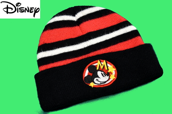 Q1055★送料無料★超美品★Disney ディズニー★ブラック黒 ミッキーマウス ニットキャップ拍卖